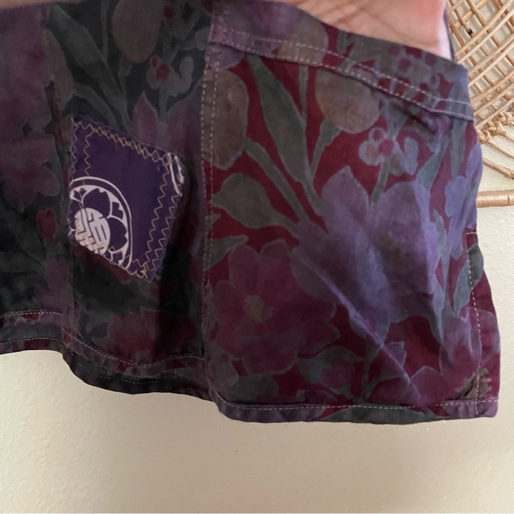 Water Lily Floral Patchwork Top Blouse Asian Art to Wear Whimsy Women's Sz S B28 - Picture 6 of 11